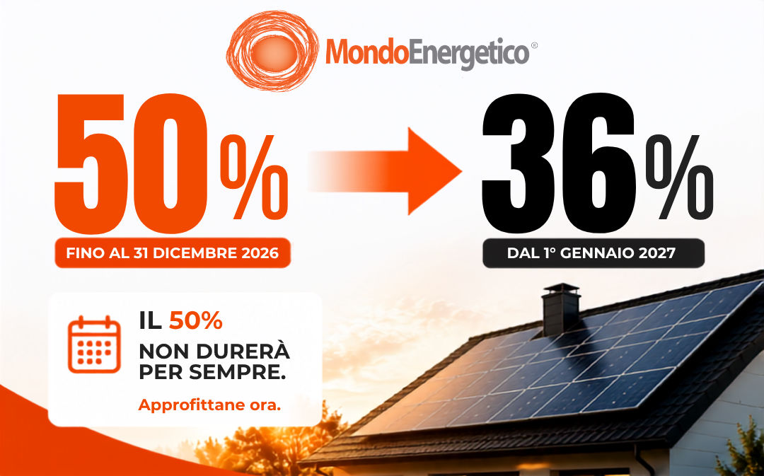 Confronto tra detrazione fotovoltaico 2026 al 50% e 2027 al 36%